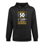 Womens Retro Built 50 Years Ago Funny 50th Birthday 50 Years Old Kangaroo Pocket Hoodie