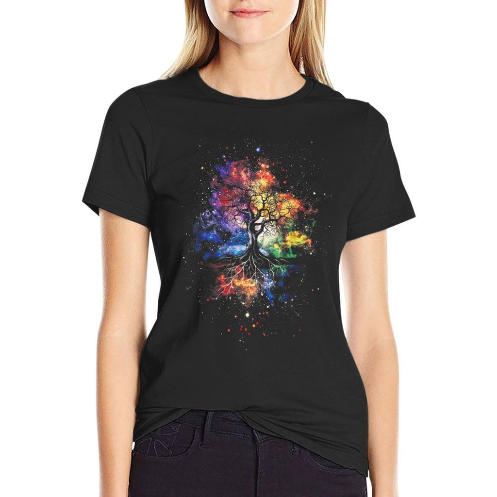Tree Life Fantasy Mystical Nature Spiritual Unisex-Adults, Black, Small,, Graphic, All Seasons, Pull On, 1 Count, Artistic Desig  Vintage-inspired T-Shirt