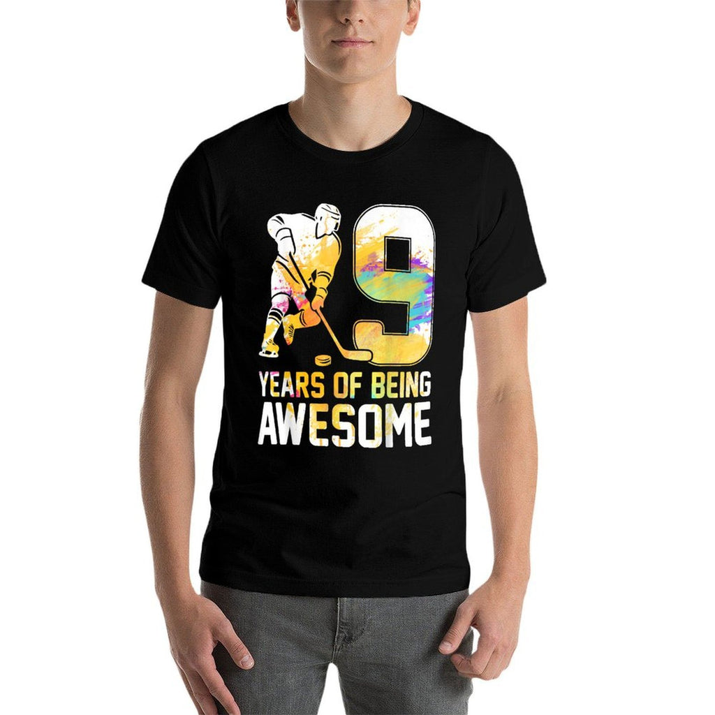 9 Years Of Being Awesome Ice Hockey 9th Birthday Party  Eco-friendly Material T-Shirt