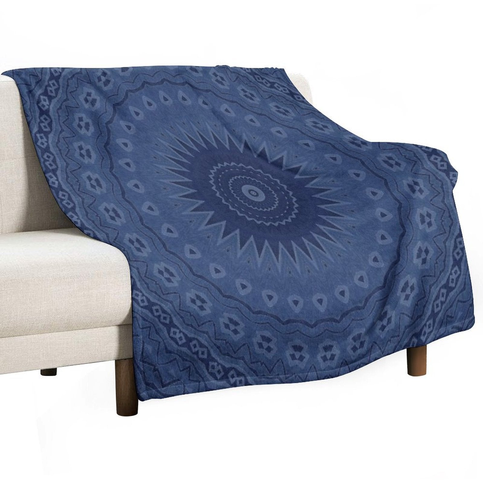 Denim Blue Mandala Multi-functional Throw Blanket