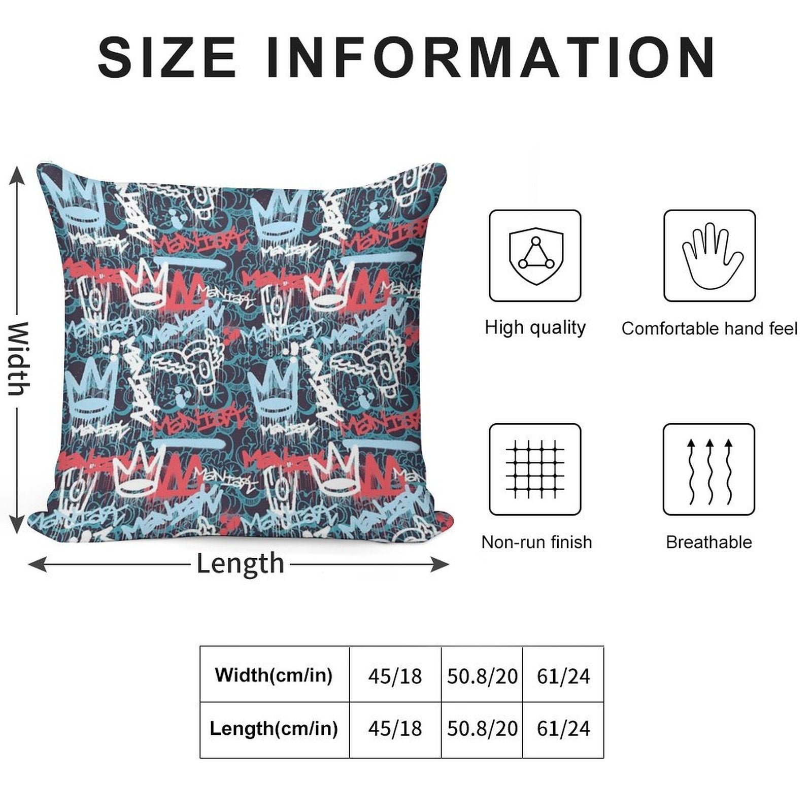 Maniak Tag & Throwie Patterned Print Soft Style Accent Throw Pillow