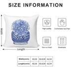 Blue And White Vase with Blue Hydrangeas Soft Hidden Zipper Throw Pillow