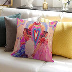 Valentine Rainbow Soft Short Plush Fabric Throw Pillow