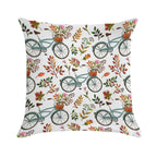 Autumn Bike Ride on White Background Soft Short Plush Fabric Throw Pillow