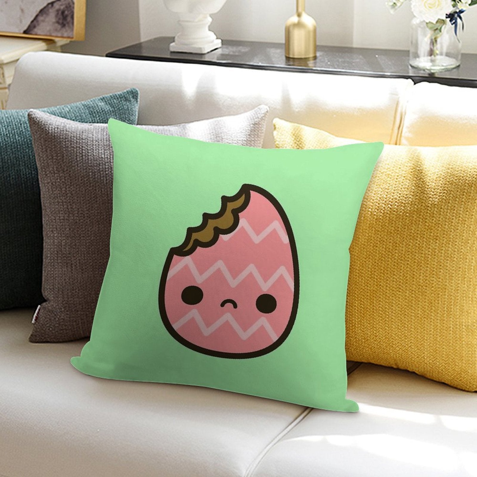 Sad Easter Egg Soft Decorative Cover Throw Pillow