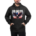 Grandpa USA with Eagle Patriotic 4th of July Grandpa Shrink-Resistant Hoodie