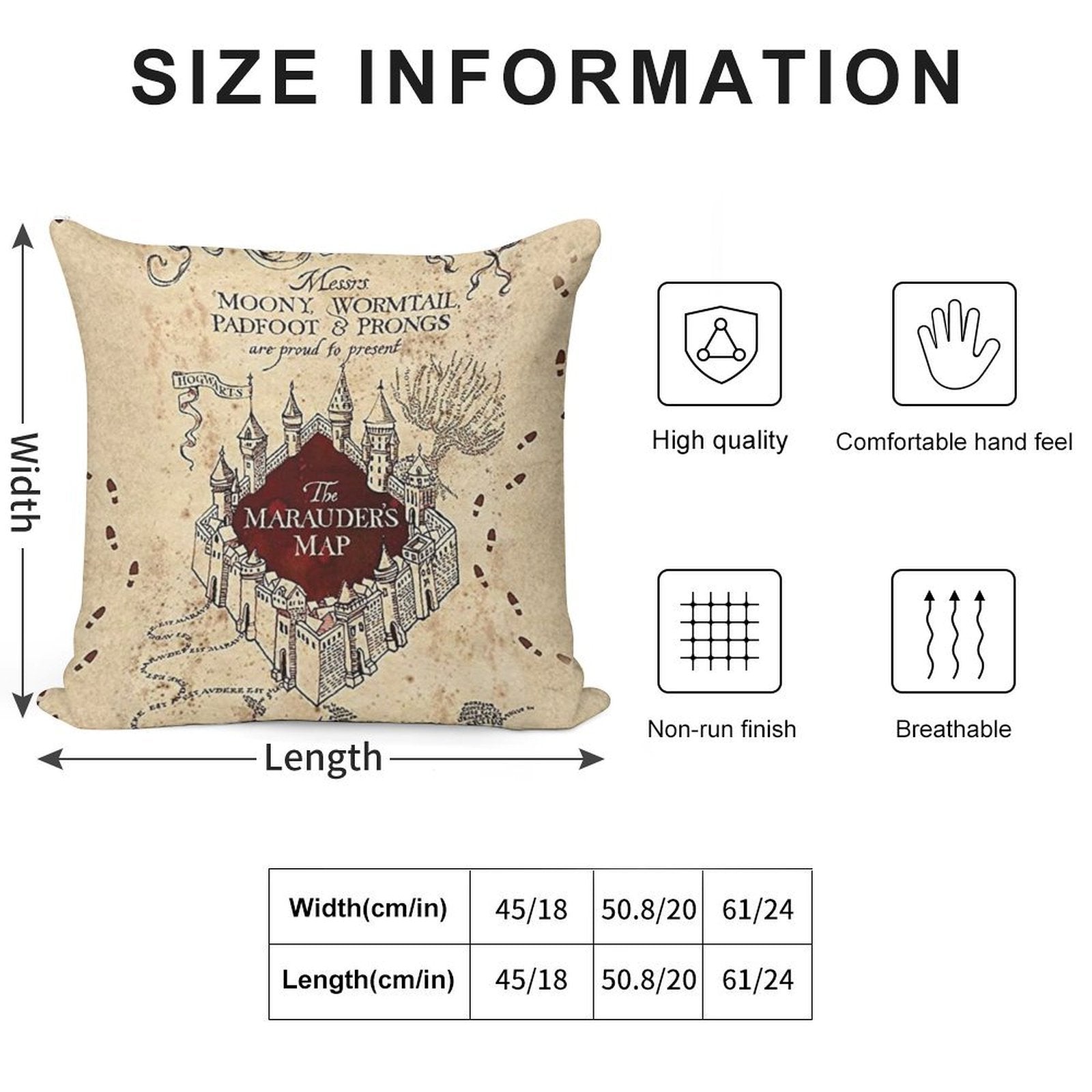 The Marauder’s Map Soft Reinforced Edging Throw Pillow