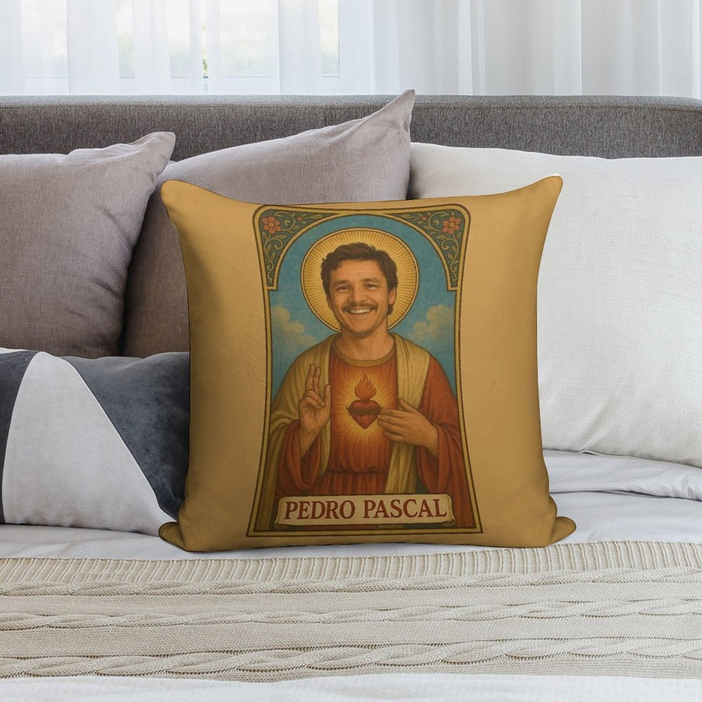 Saint Pedro Pascal – Protector of Chaotic Good Vibes Soft Hidden Zipper Throw Pillow