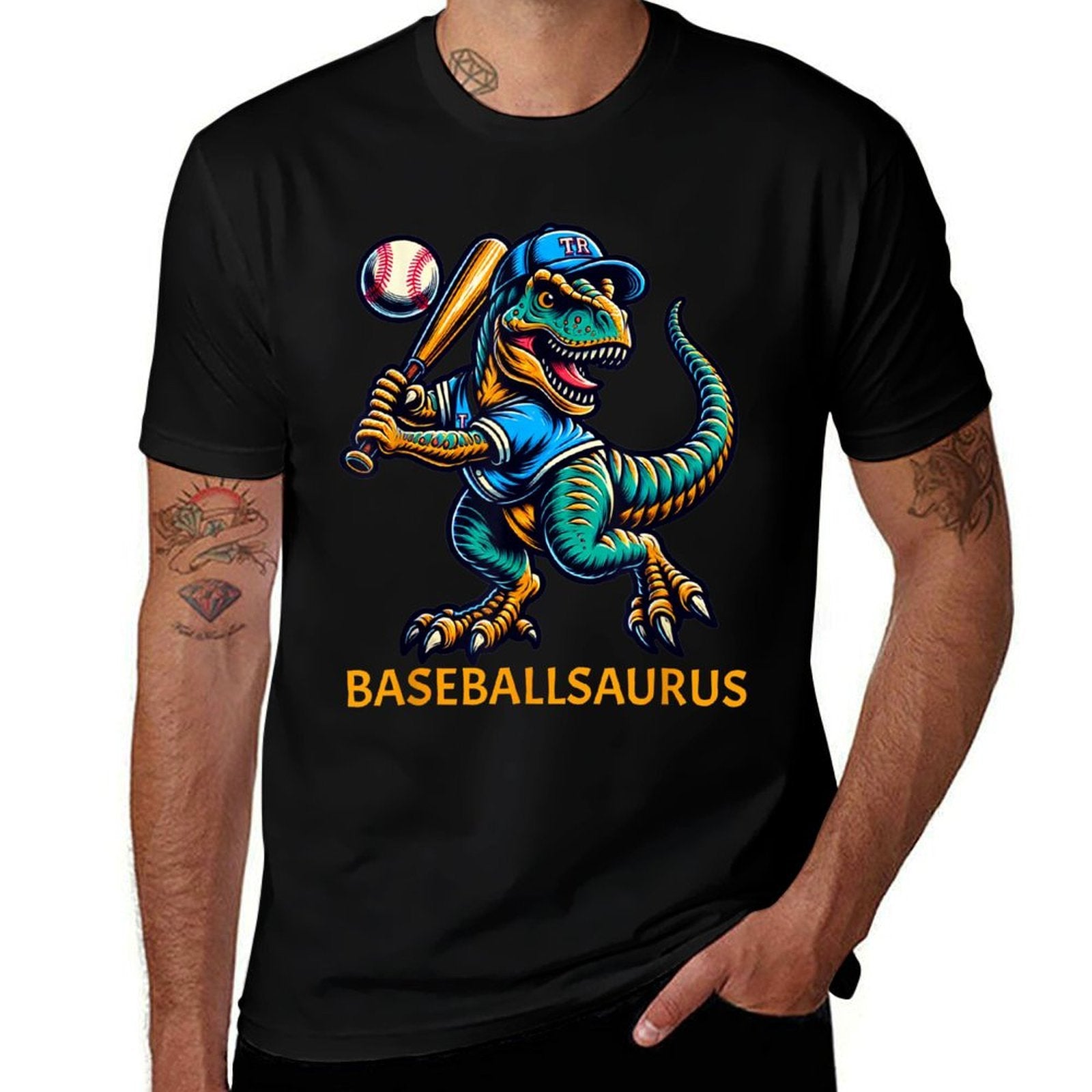 Funny Baseball Dinosaur Baseballsaurus T-Rex Baseball  High-quality Stitching T-Shirt