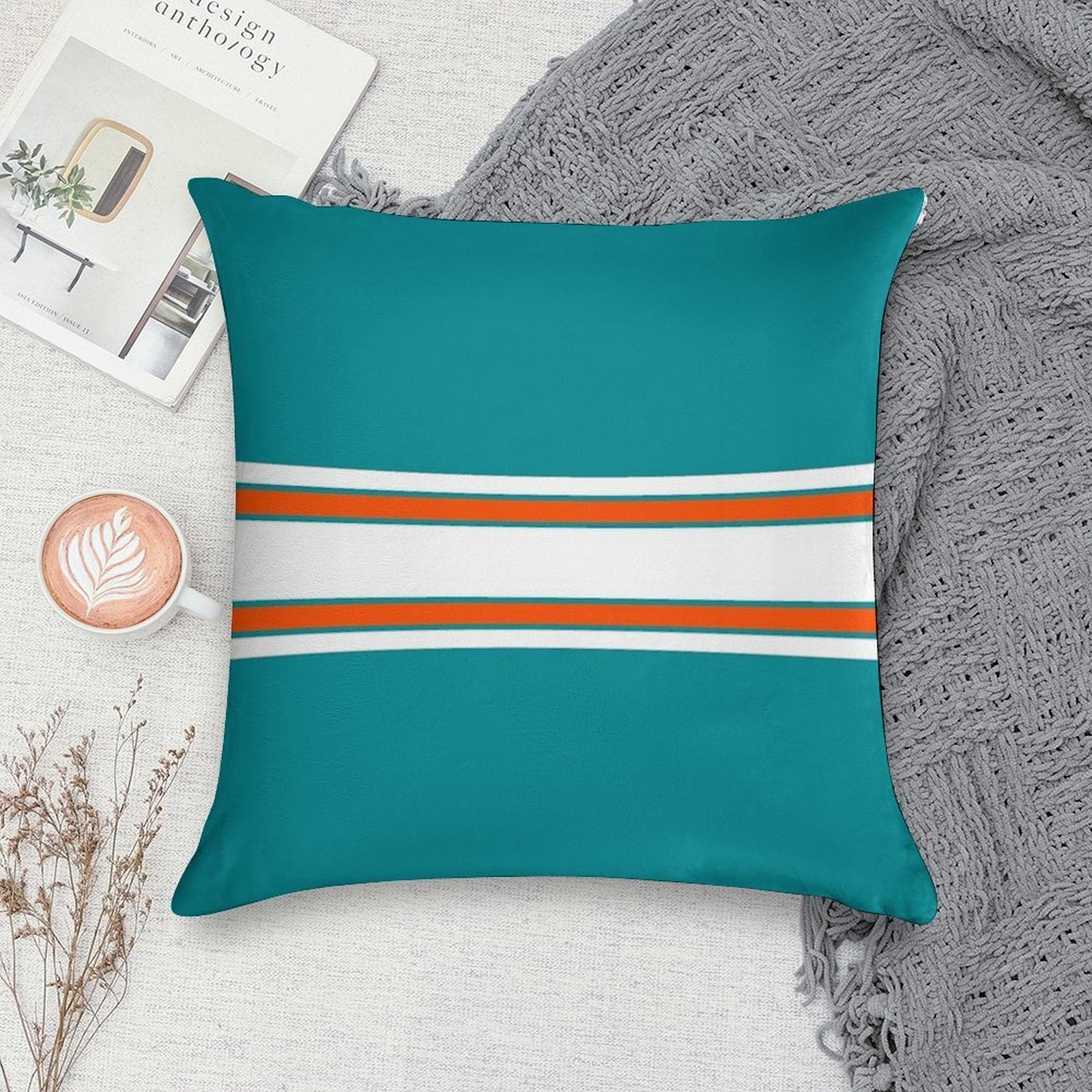 Miami Dolphins Pattern Soft Shrink-Resistant Throw Pillow