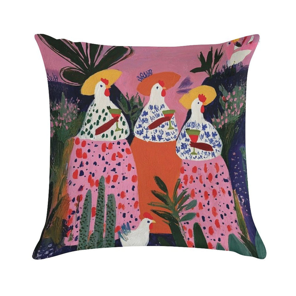 Drinking with Chickens #5 Soft High-Density Material Throw Pillow