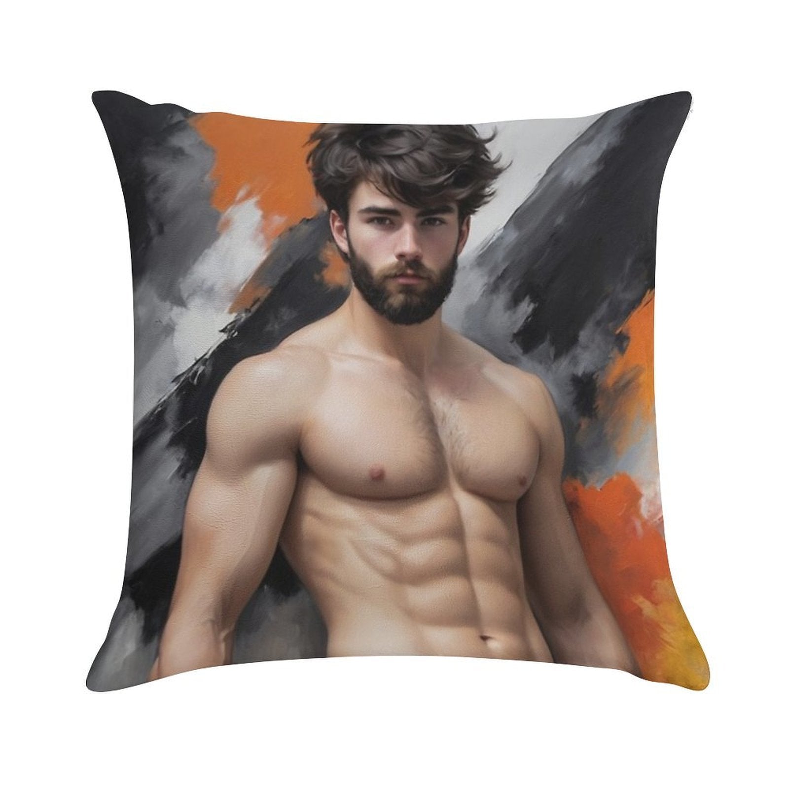 Sexy Guy Portrait Andrew Holquist Inspired Background Soft Decorative Cover Throw Pillow
