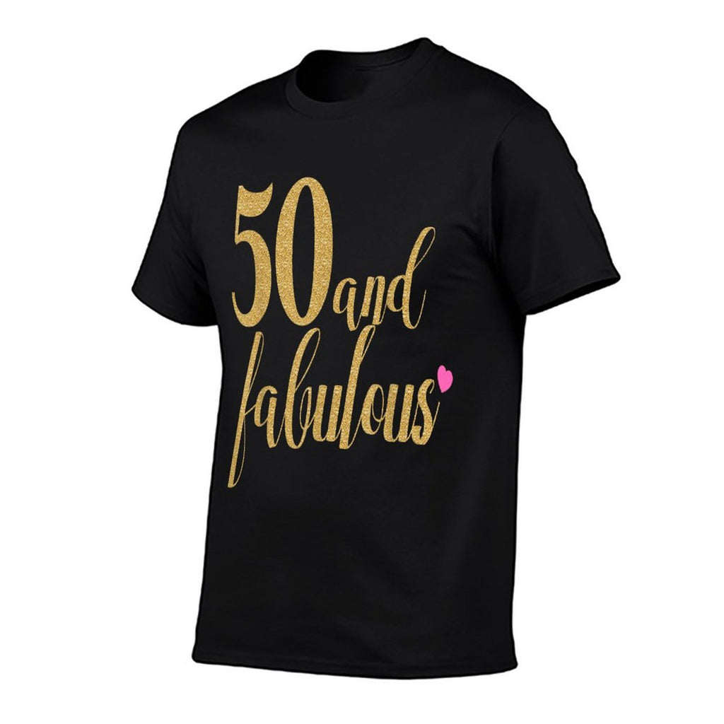 50th Birthday Women - 50 And Fabulous, Gold And Pink  Vintage-inspired T-Shirt