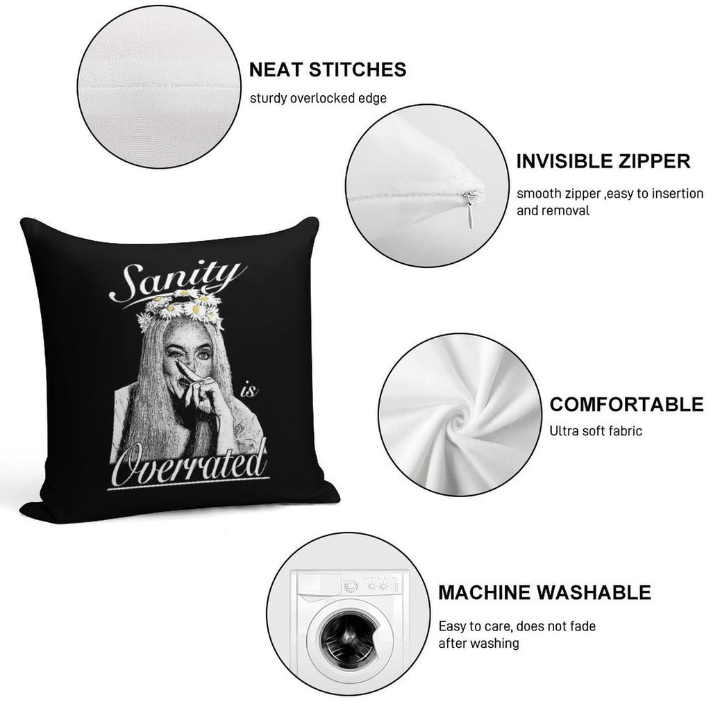 Ophelia- Sanity Is Overrated (B&W) Soft Multiple Sizes Throw Pillow