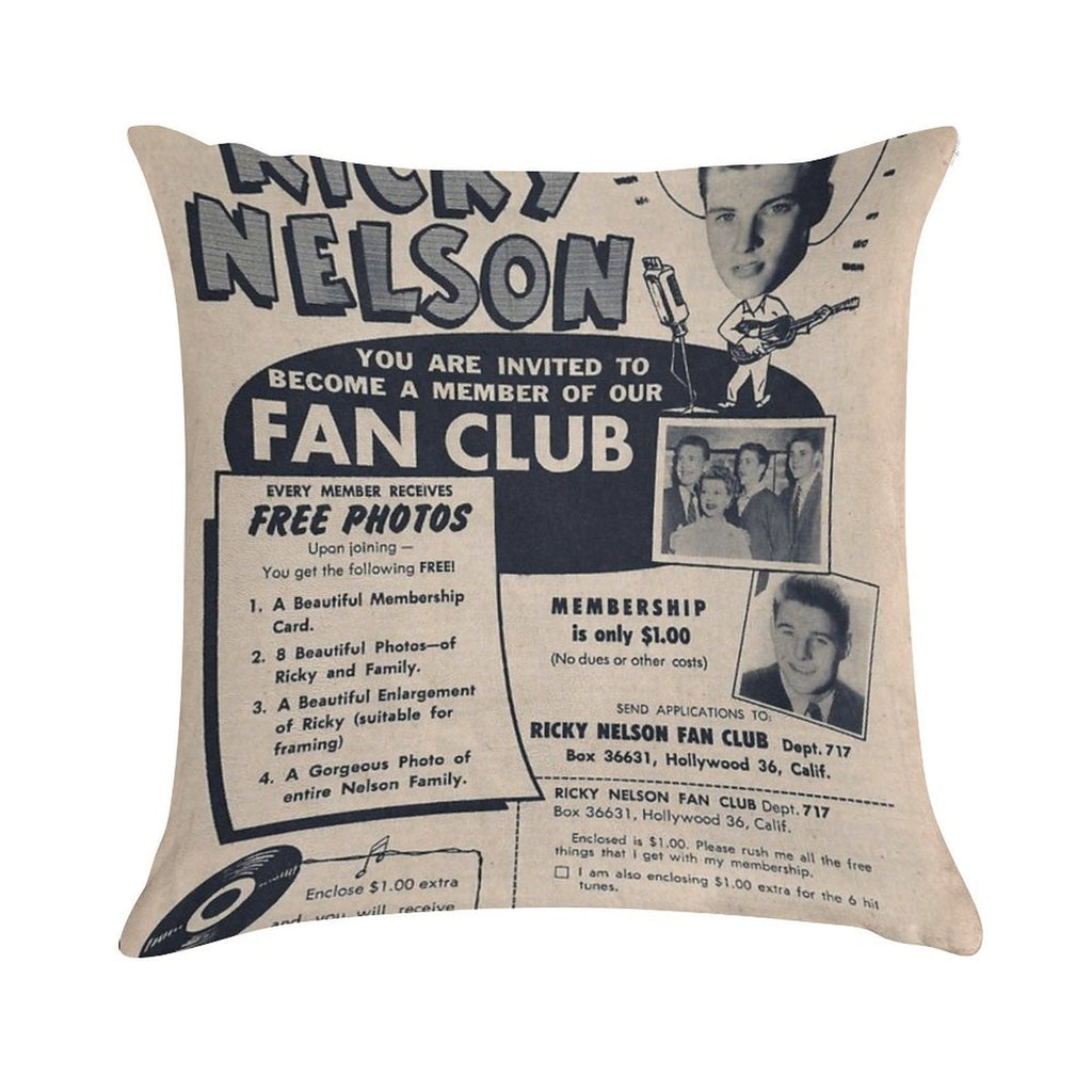 Ricky Nelson Fan Club Soft High-Density Material Throw Pillow