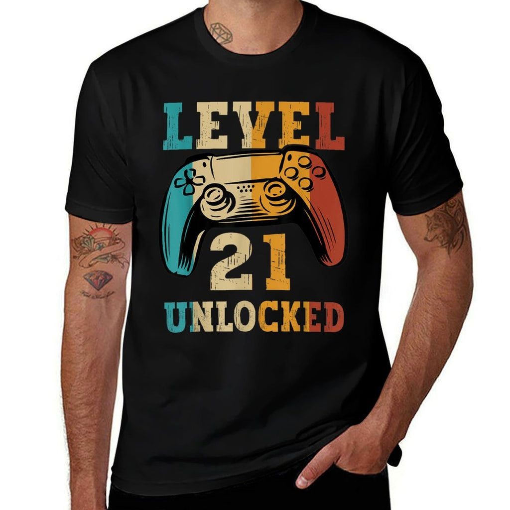 Level 21 Unlocked Video Gamer 21 Years Old 21st Birthday  Vintage-inspired T-Shirt