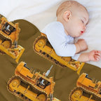 Yellow Bulldozer Velvety-soft Throw Blanket