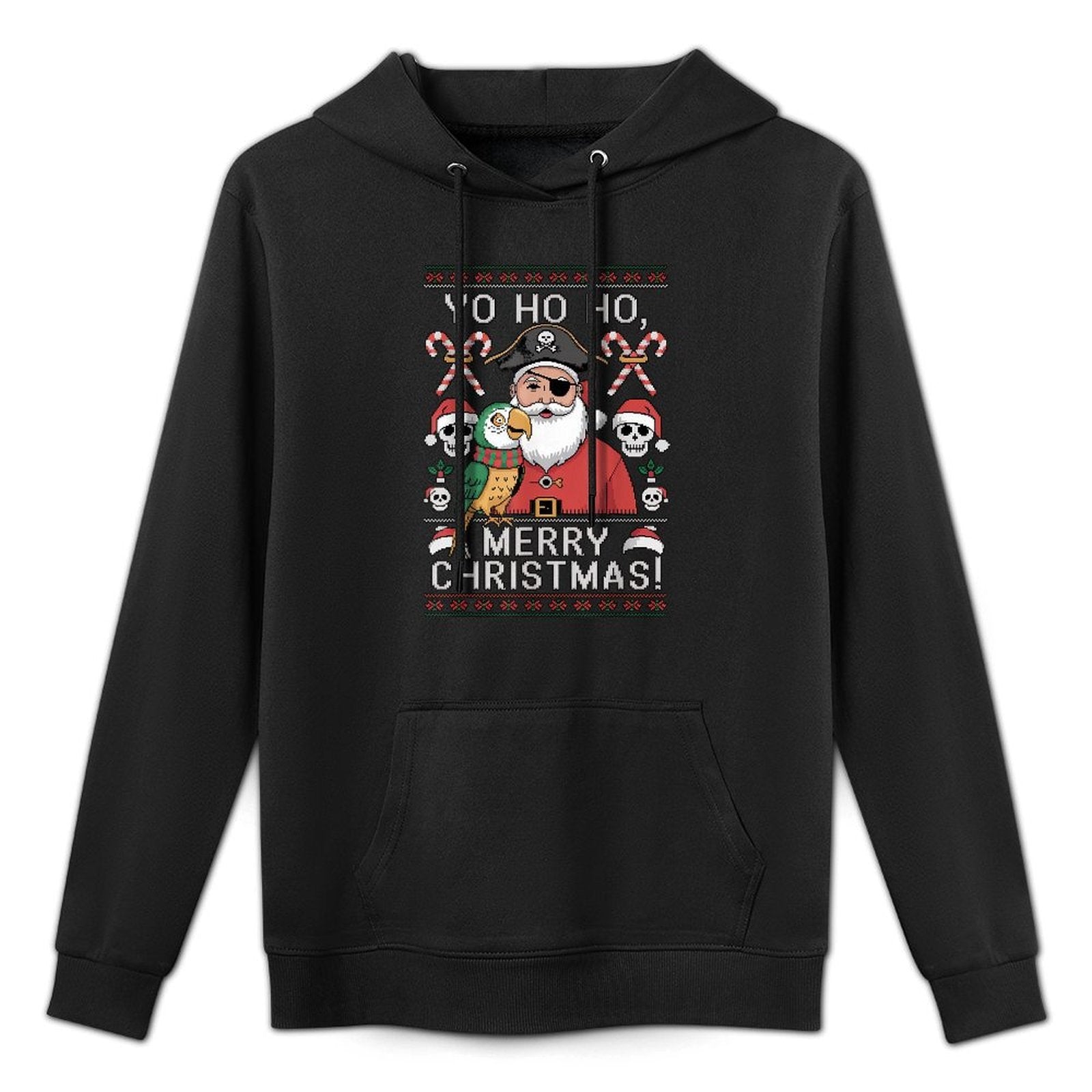Ugly Christmas Sweater Yo Ho Ho Fun Merry Xmas Santa Pirate Shape Retention Hoodie