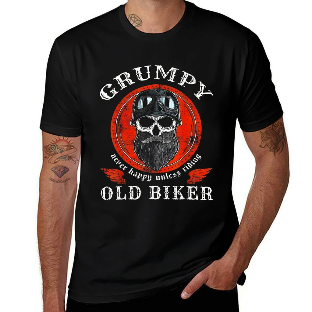 Grumpy Old Biker Never Happy Unless Riding  Soft T-Shirt