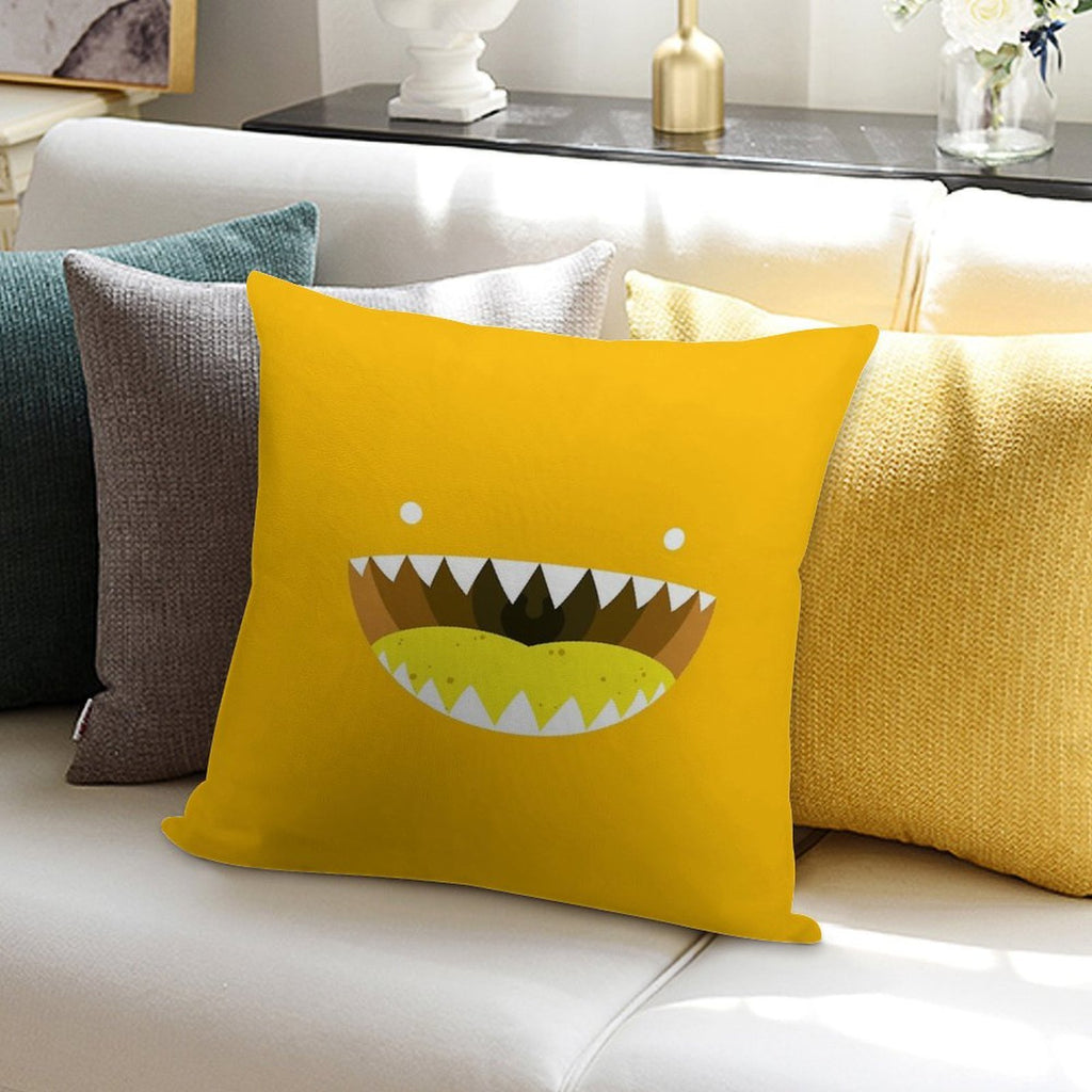 Mouth Tee Yellow Soft Hidden Zipper Throw Pillow