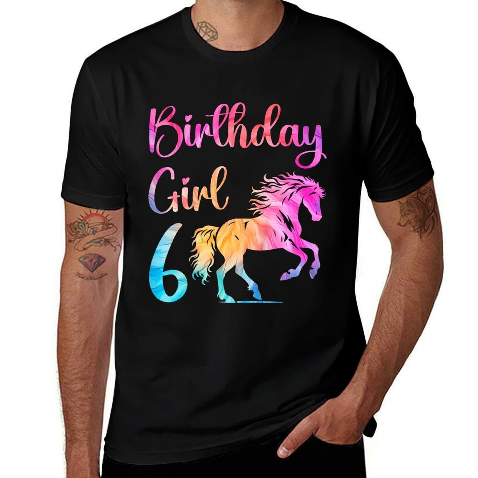 Kids 6th Birthday Horse 6 Year Old Girl Birthday Horse Lovers  Classic T-Shirt