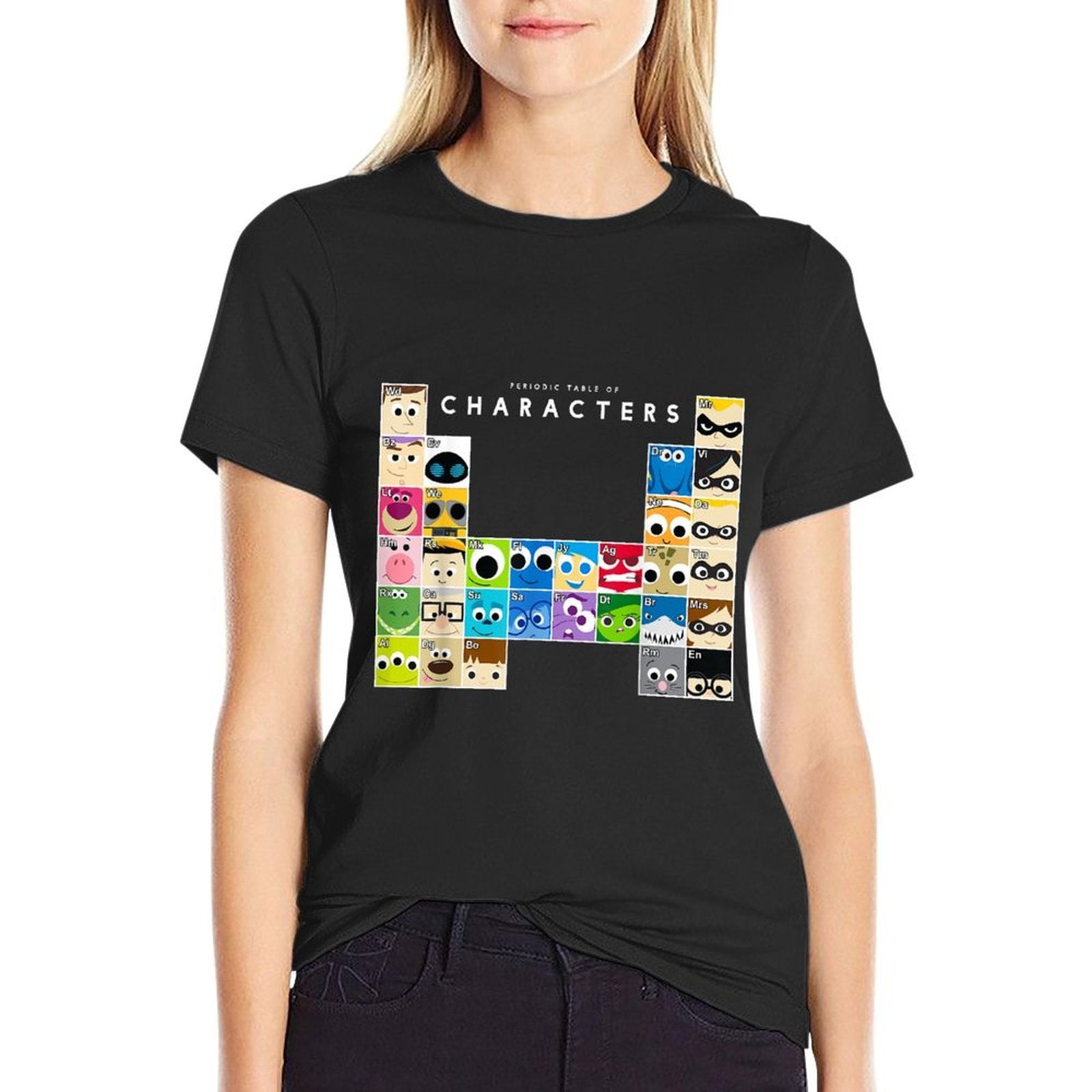 Disney Pixar Collection Color Periodic Table Of Characters  Soft T-Shirt