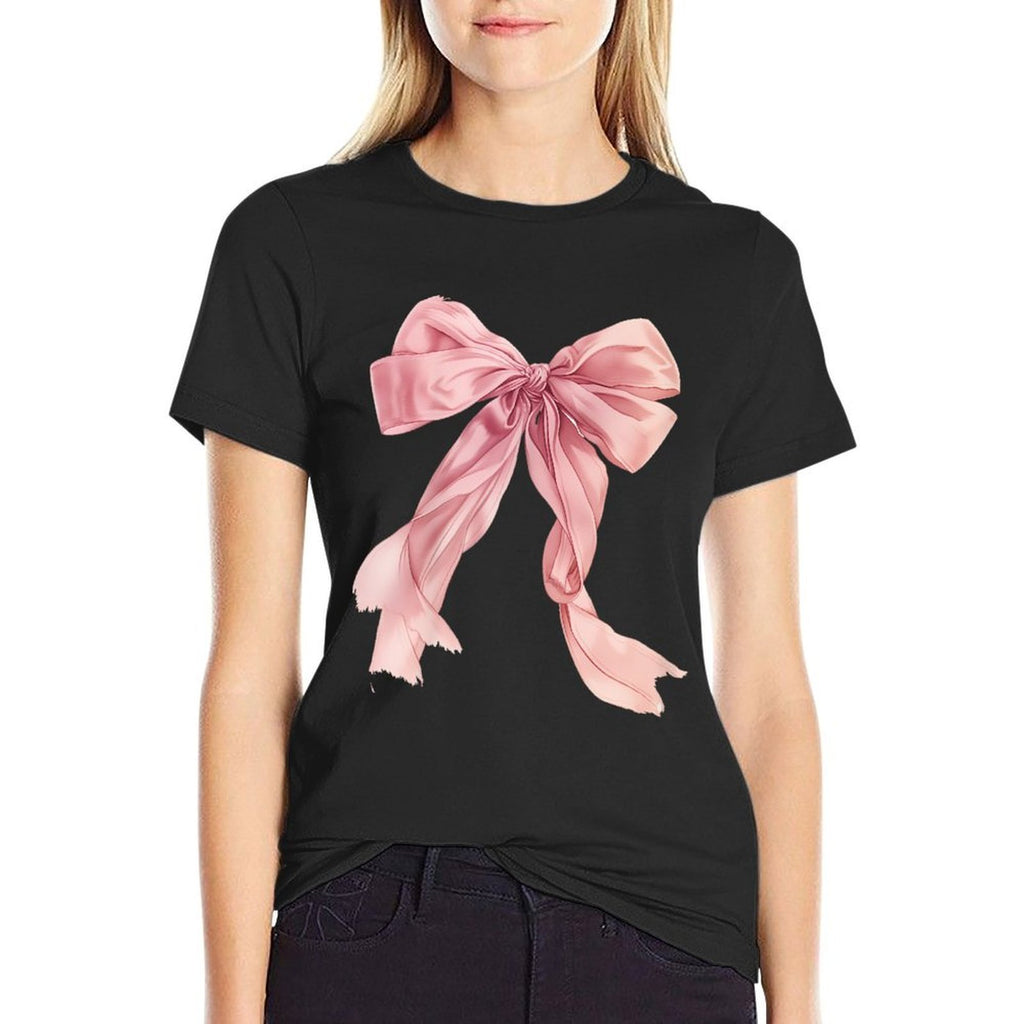 Baby Pink Bow Cute Coquette Preppy Clean Girl Women  Classic T-Shirt