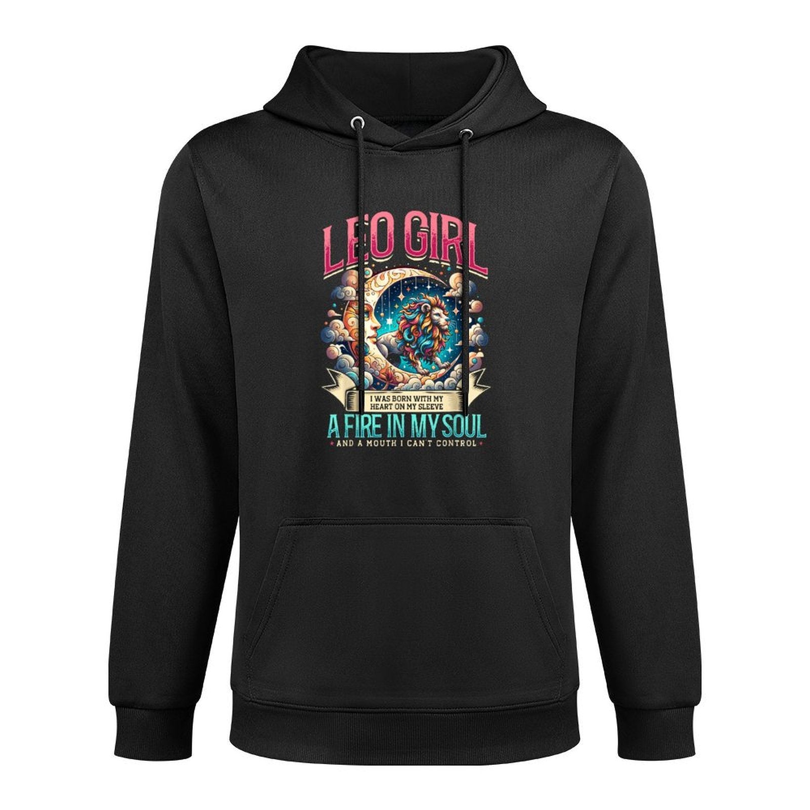 Leo Zodiac Sign Moon Astrology Star Sign, Leo Girl Kangaroo Pocket Hoodie