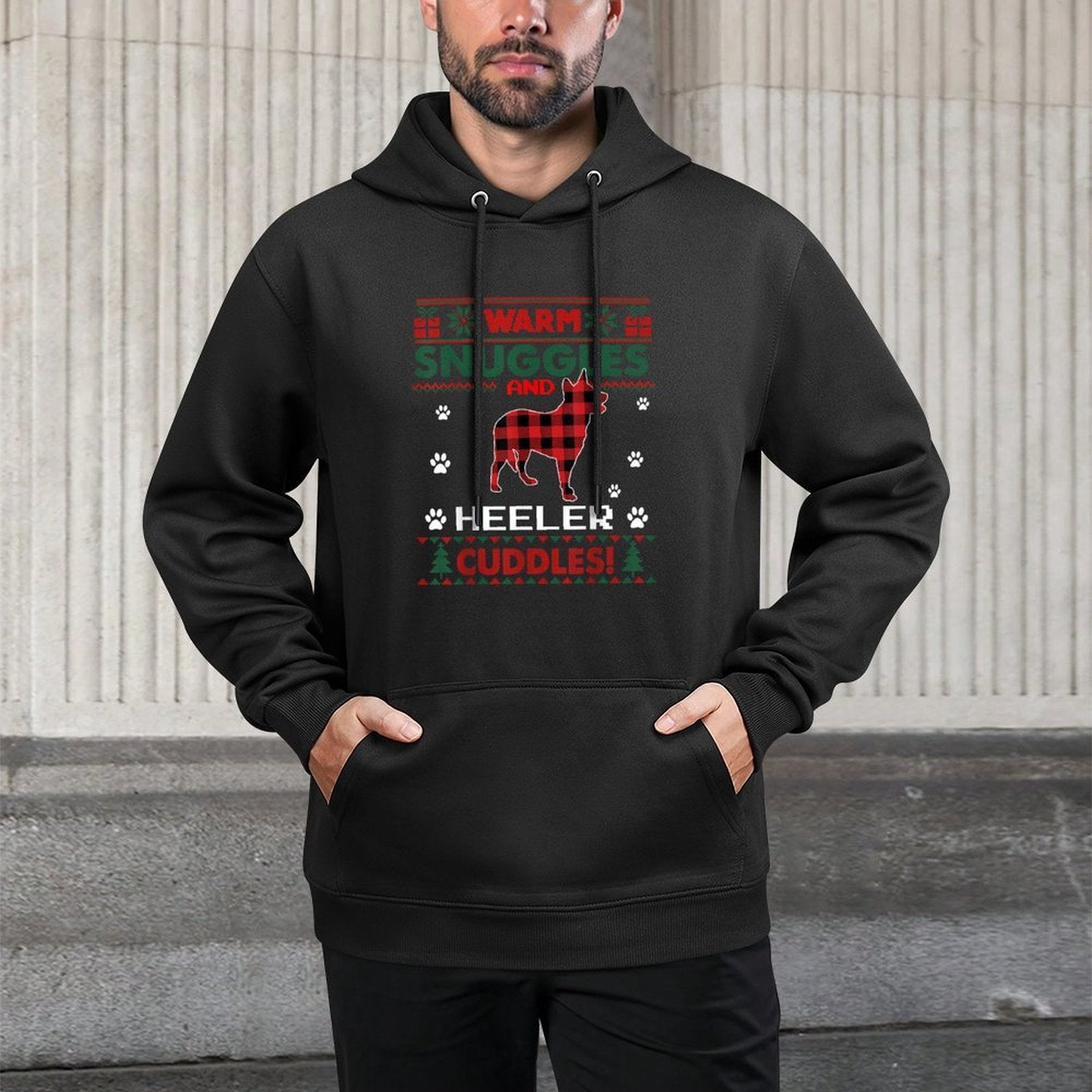 Heeler Dog Lover Christmas Pajama Xmas Ugly Christmas Adjustable Hood Hoodie