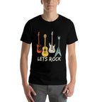 Lets Rock Rock N Roll Guitar Retro Gift Men Women  Oversized Silhouette T-Shirt