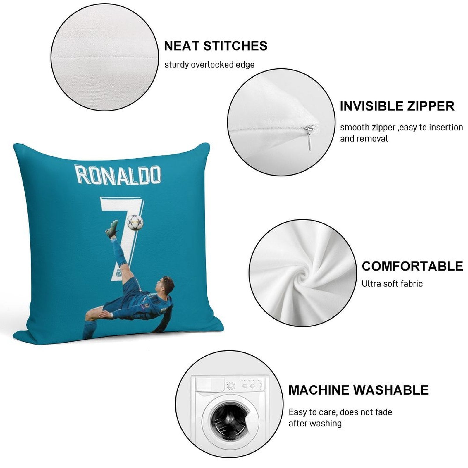 Ronaldo Overhead Kick Soft Bedroom Essential Throw Pillow