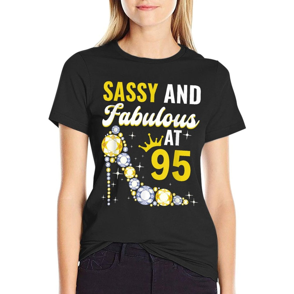 95th Birthday Woman Girl Sassy And Fabulous At 95  Oversized Silhouette T-Shirt