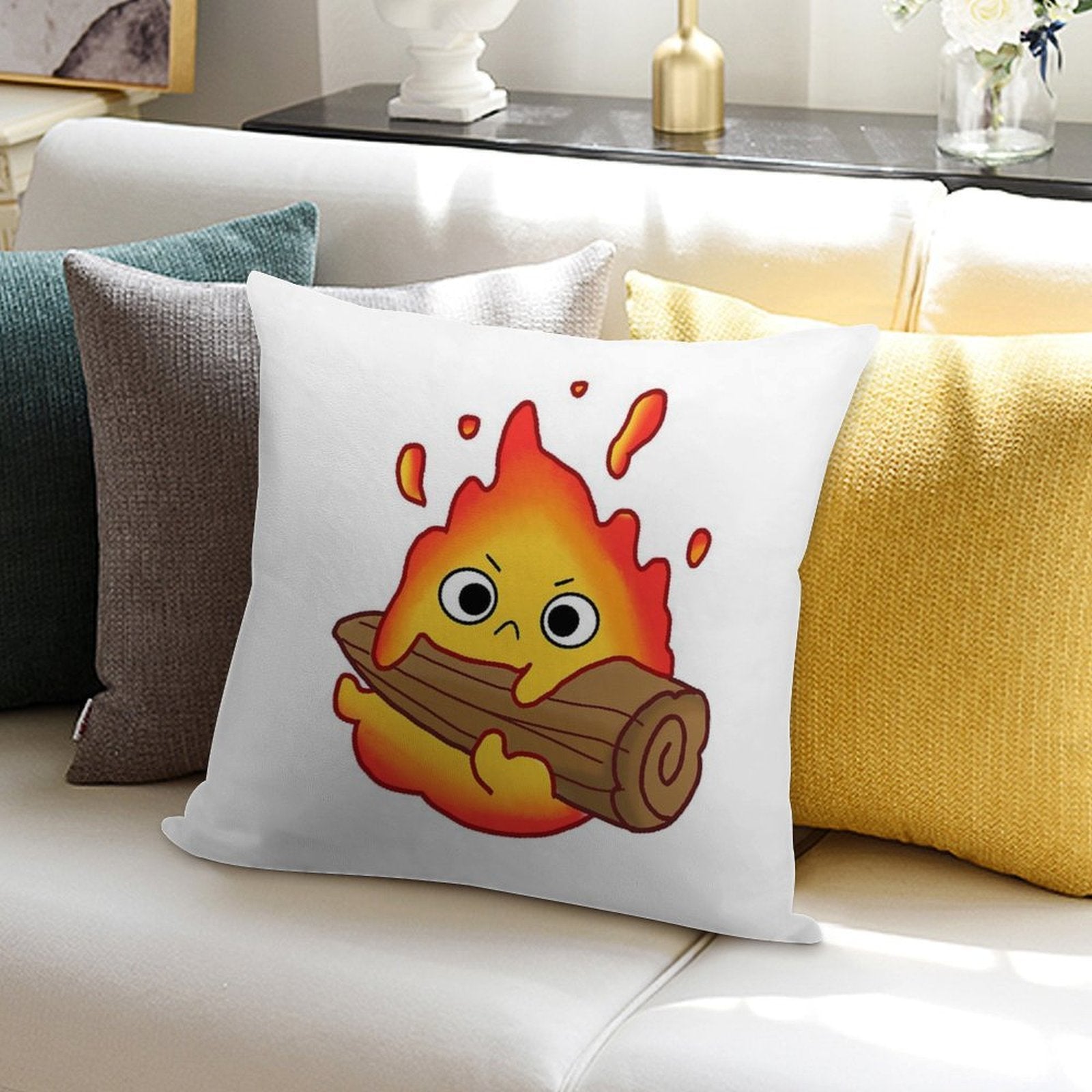 Calcifer (Howl’s Moving Castle) Soft High-Density Material Throw Pillow