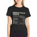 Fergus Falls, Minnesota Proud Nutrition Facts  Eco-friendly Material T-Shirt