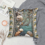 Ocean Mosaic with Jewels Soft Durable Construction Throw Pillow