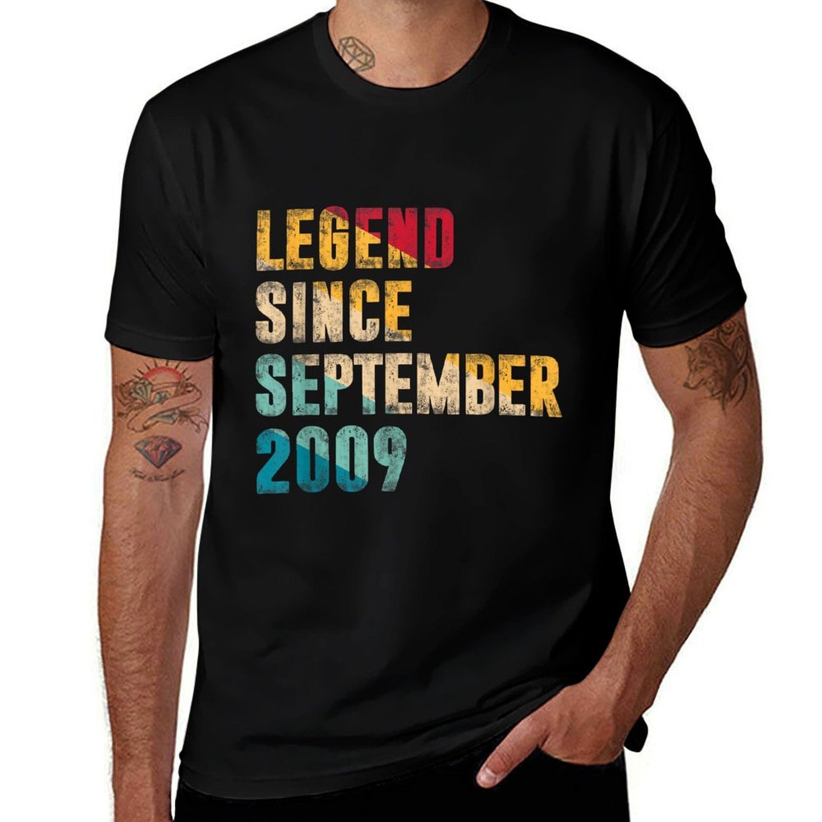 15 Years Old Gifts Legend Since September 2009 15th Birthday  Polyester Blend T-Shirt