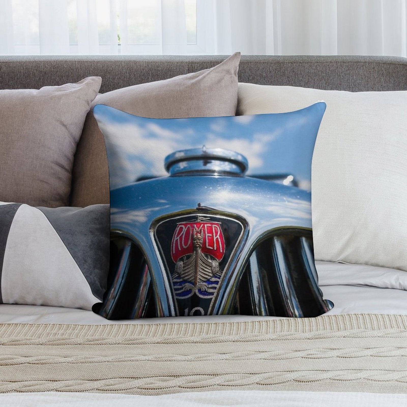 Rover 10 Grille Soft Short Plush Fabric Throw Pillow