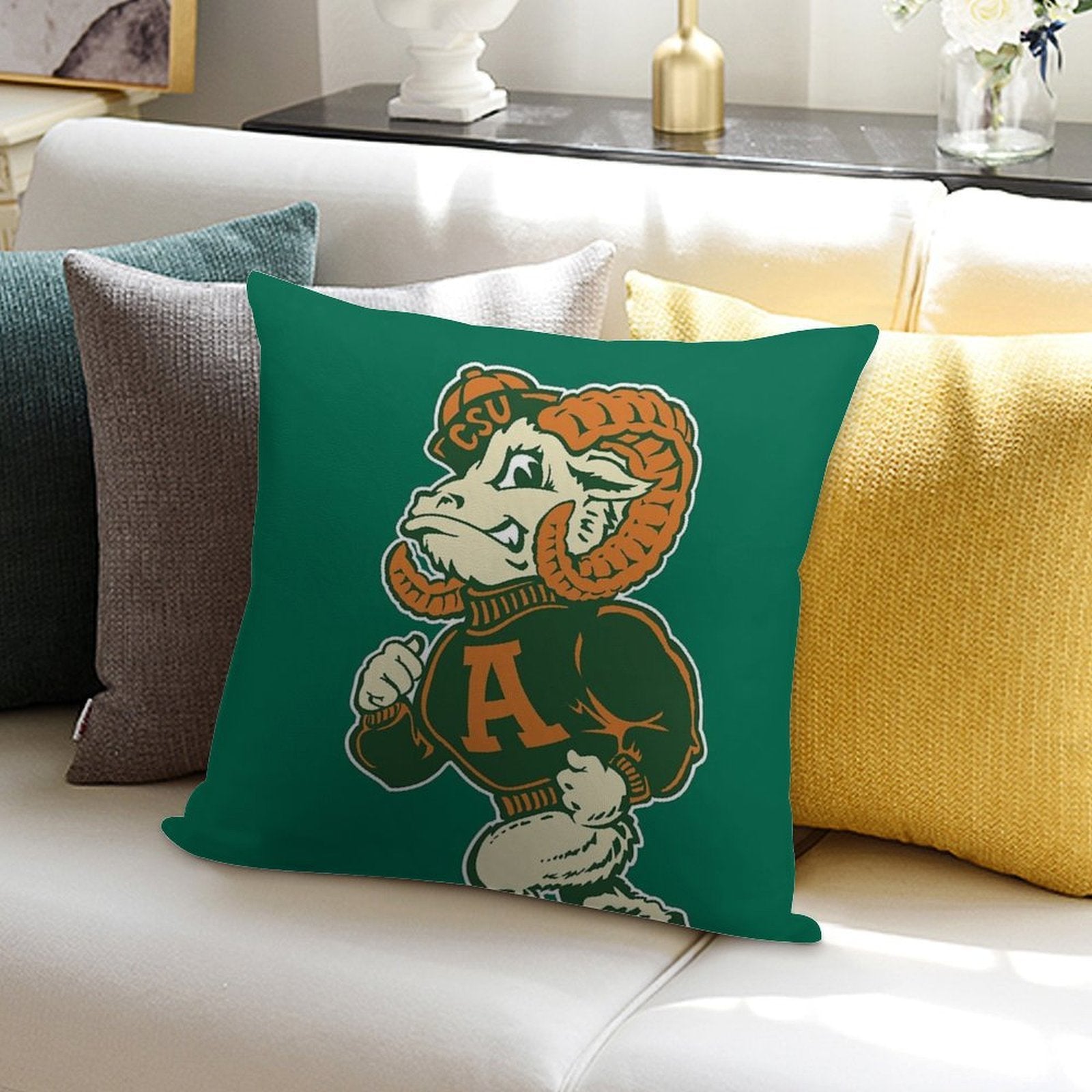 Vintage Colorado State University Aggies Logo Design Soft Washable Throw Pillow