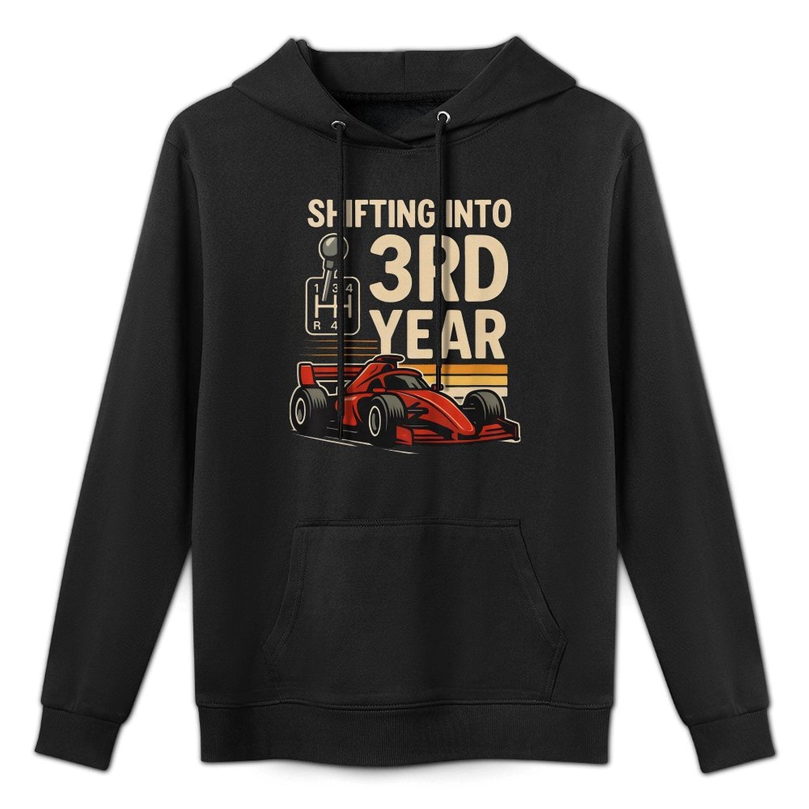 Kids Shifting Into 3rd Year Girl Boy Racing Car 3rd Birthday Pilling-Resistant Hoodie