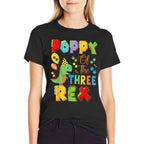 Poppy Of The Three Rex 3Rd Birthday Boy Dinosaur T-Rex  Heathered Texture T-Shirt
