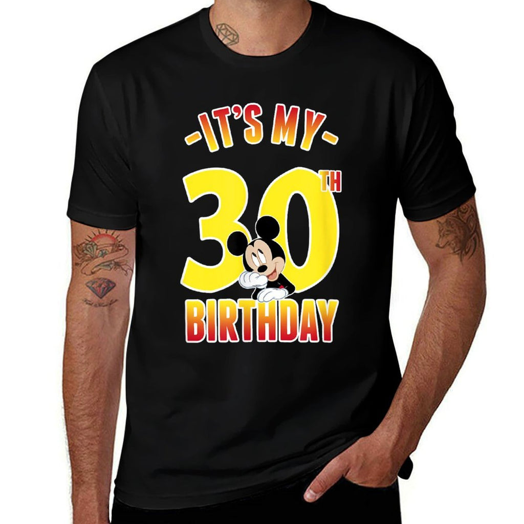 Disney Mickey Mouse It's My 30th Birthday Gradient Portrait  Heathered Texture T-Shirt