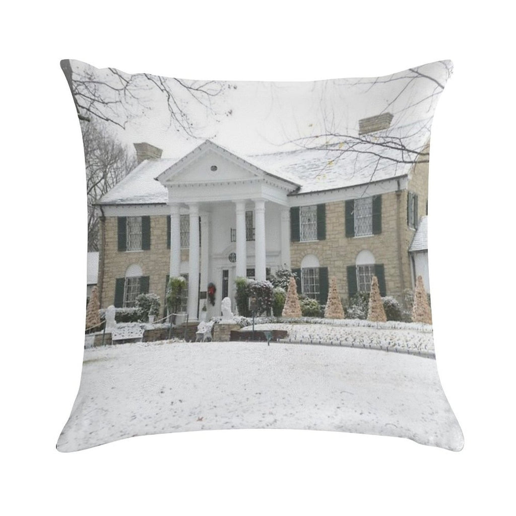 Elvis Presley Graceland in The Snow Soft Skin-Friendly Throw Pillow