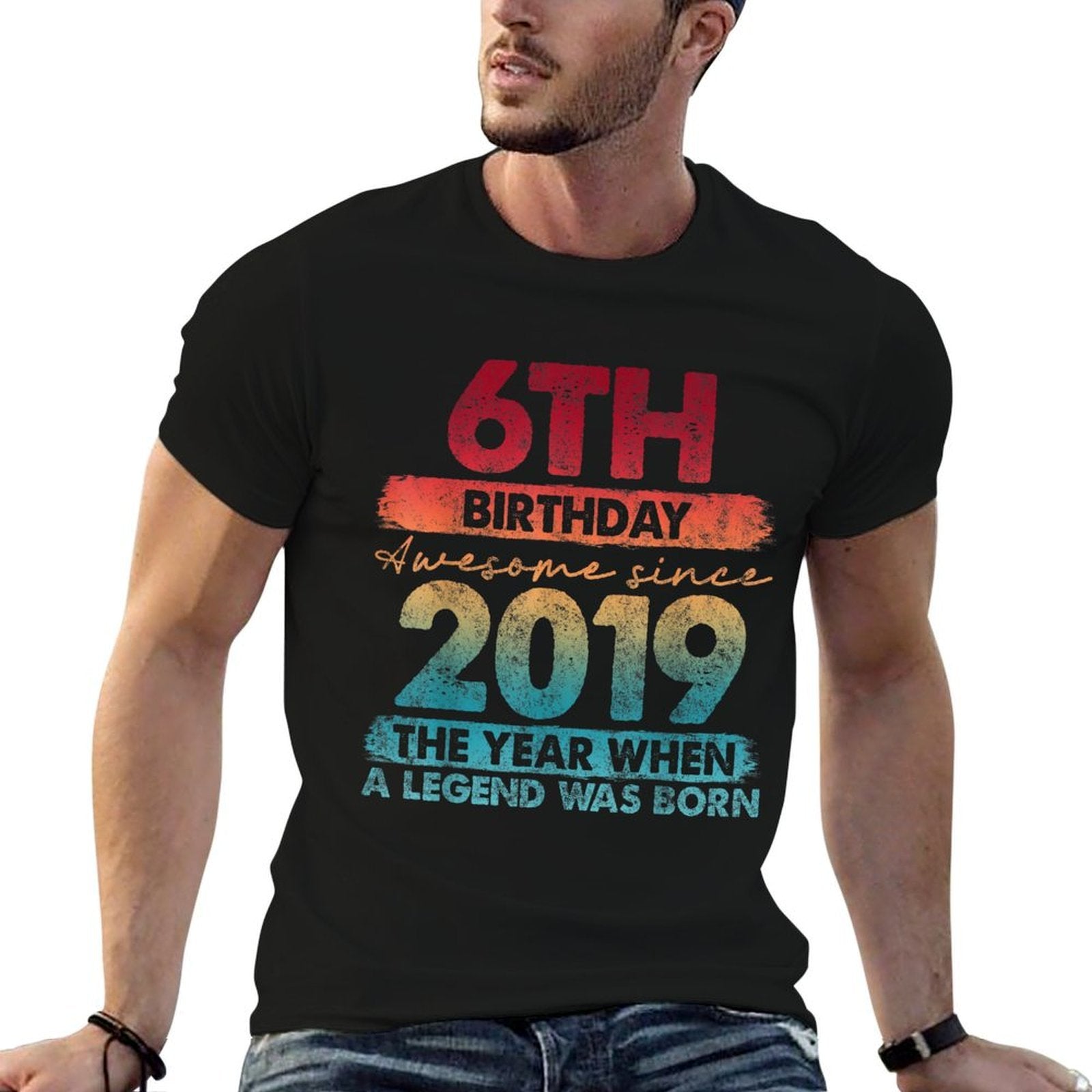 6 Year Old Gifts Vintage 2019 Limited Edition 6th Birthday  Oversized Silhouette T-Shirt