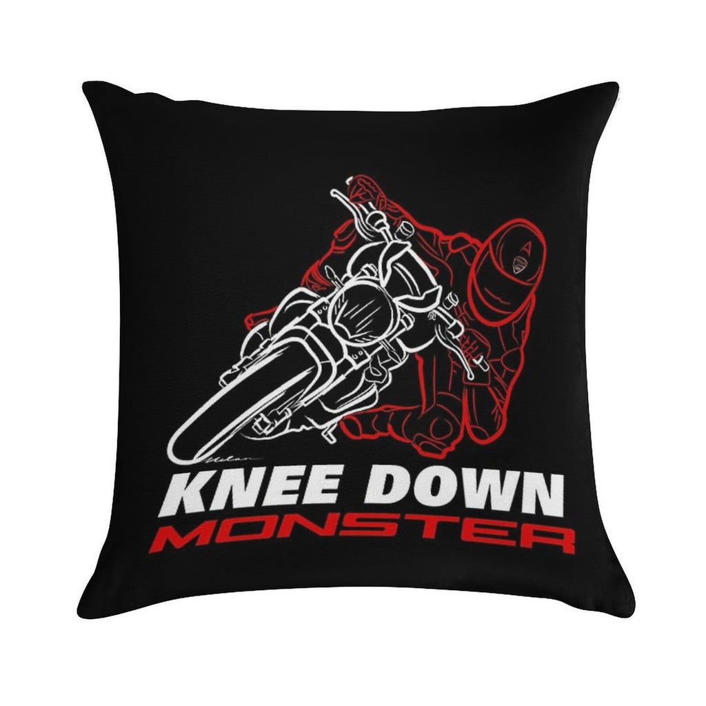 Knee Down Monster for Monster Lovers - Dark Edition with Text - Biker Quotes Soft Ultra-Soft Texture Throw Pillow