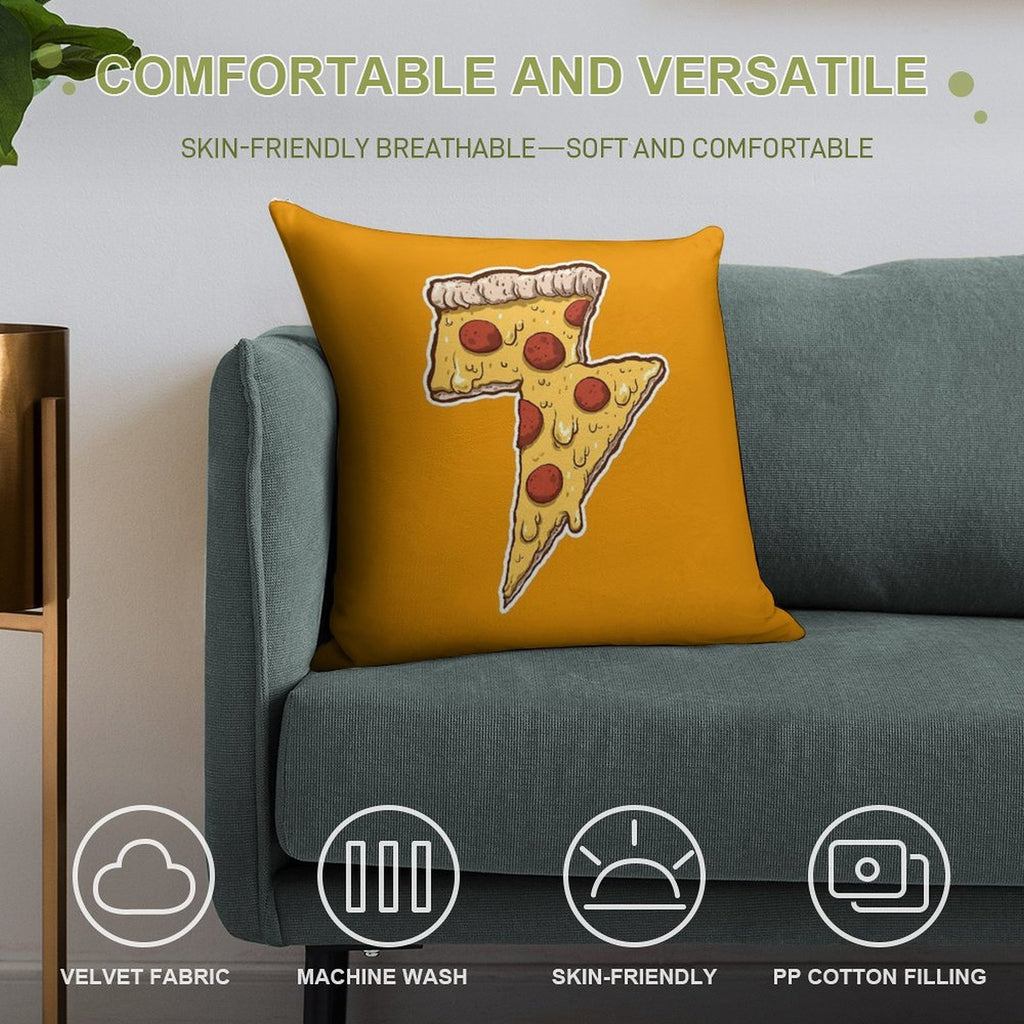Thunder Cheesy Pizza Soft Durable Construction Throw Pillow