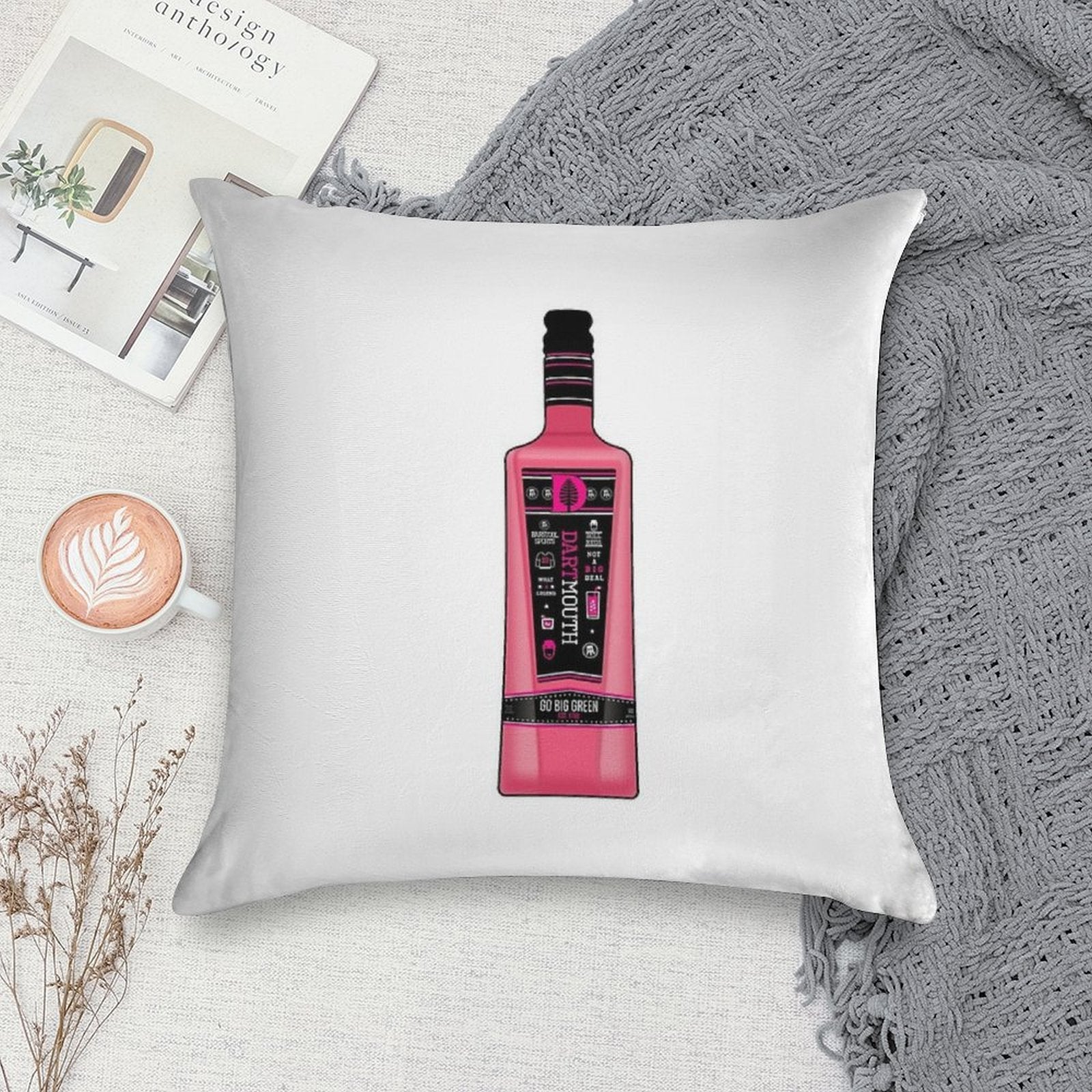 Dartmouth Pink Whitney Soft Reinforced Edging Throw Pillow