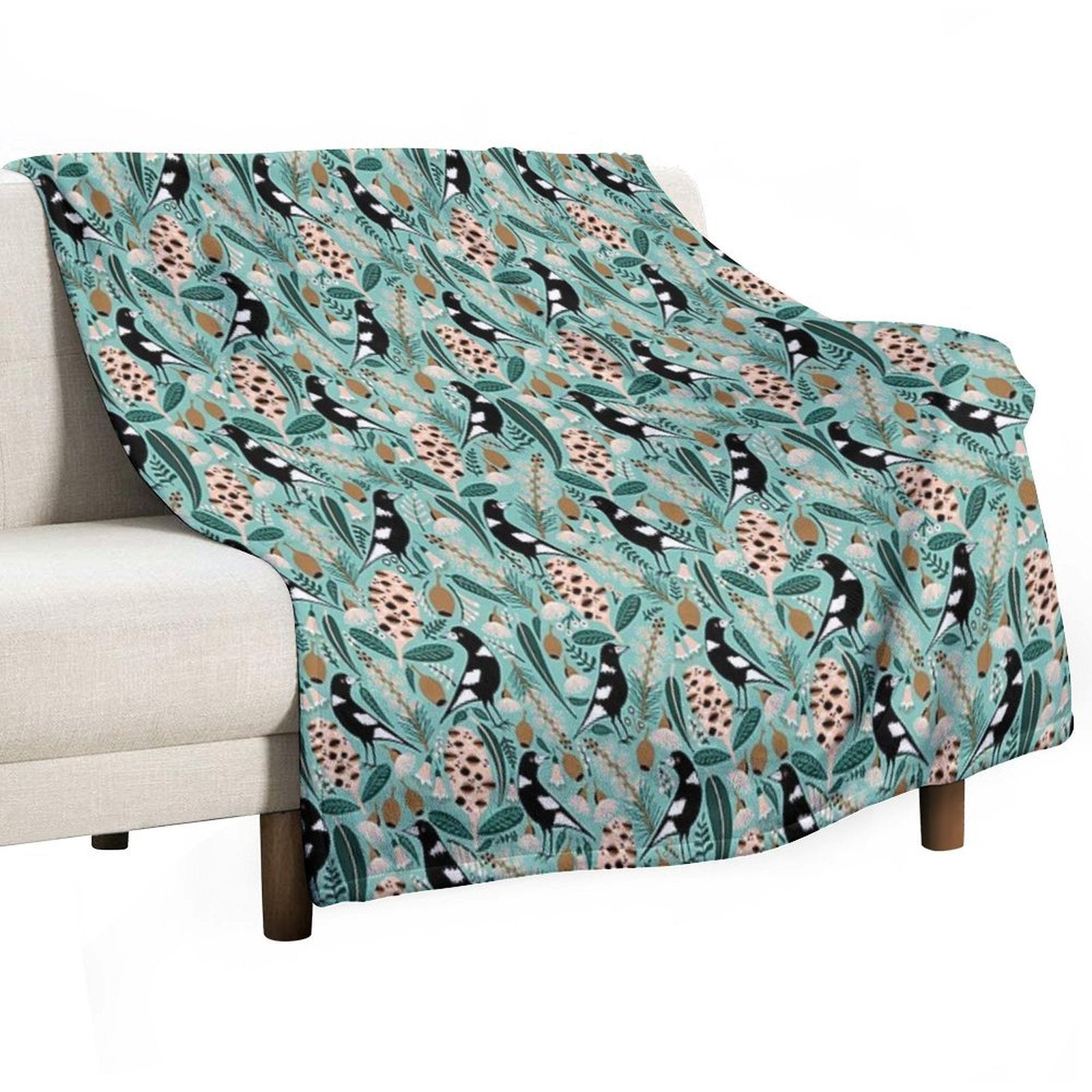 Australian Bush Magpies Wrinkle-free Throw Blanket