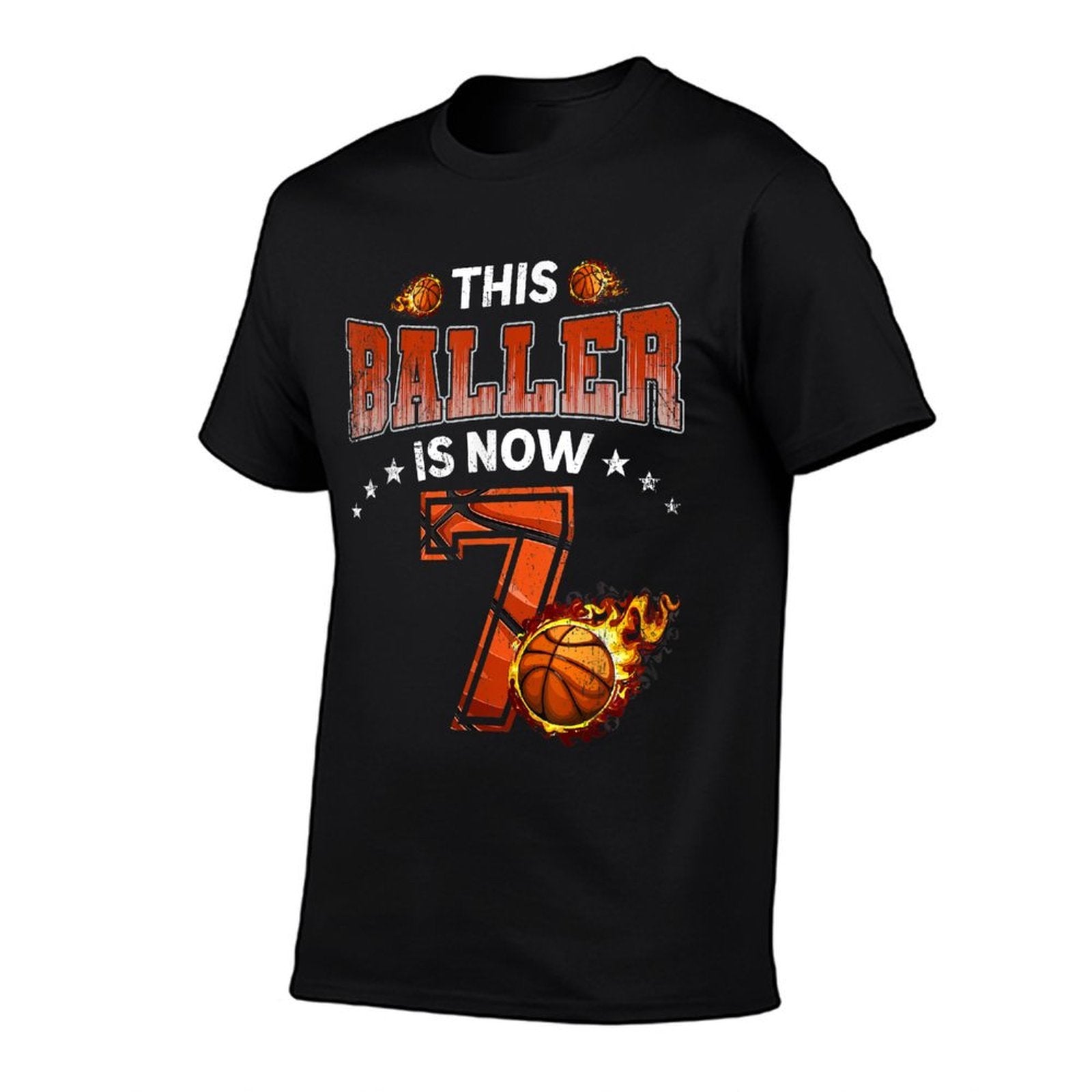 7th Birthday Boys Basketball Player Gifts 7 Years Old Kids  Fade-proof Color T-Shirt