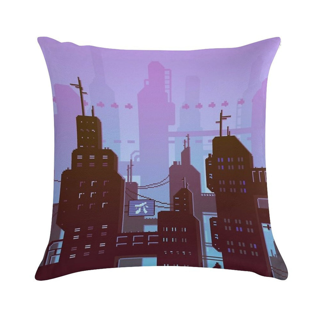 Future Night Skyline Soft Ultra-Soft Texture Throw Pillow