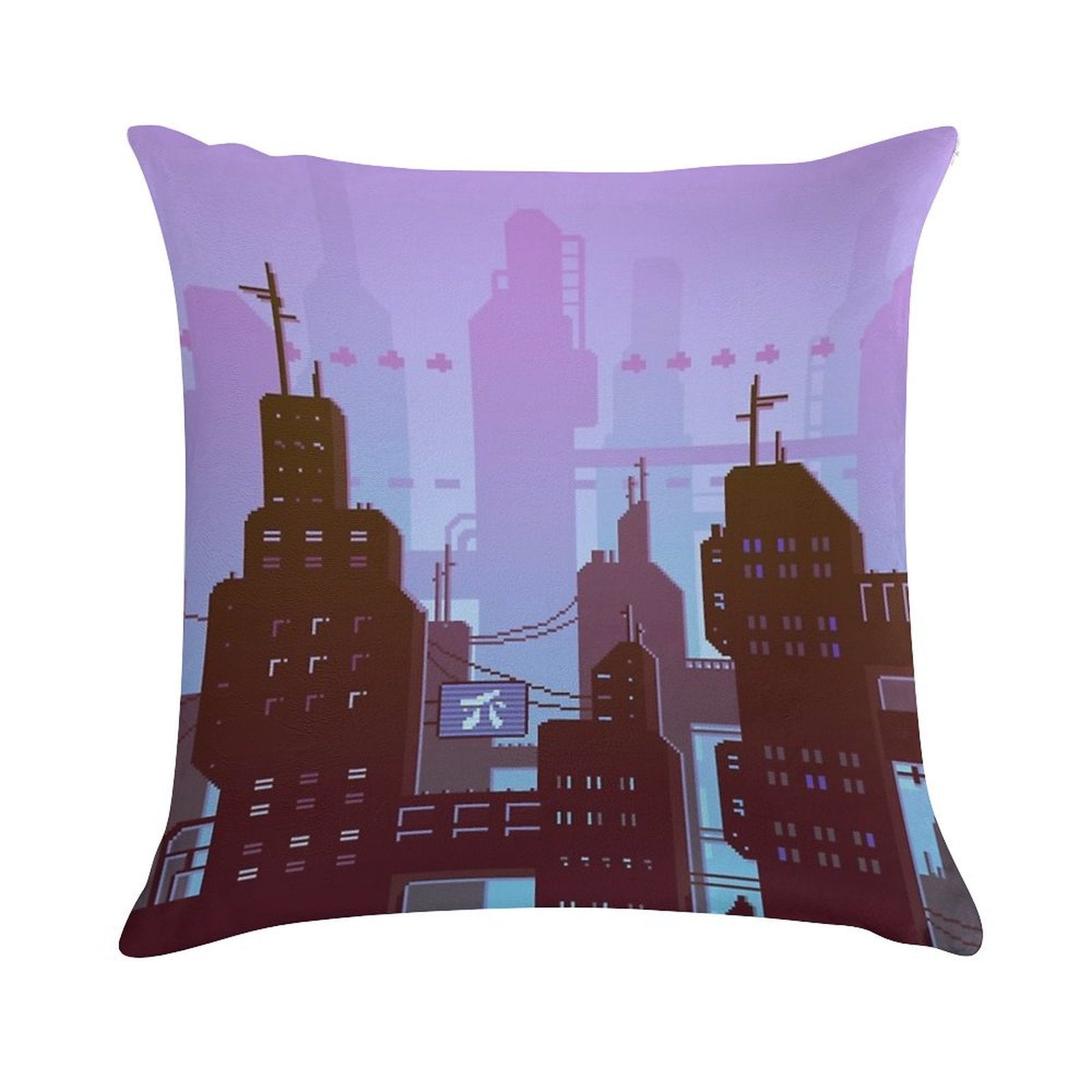 Future Night Skyline Soft Ultra-Soft Texture Throw Pillow